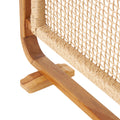 Decmode 79" x 70" Brown Teak Wood Handmade Foldable Partition 4 Panel Room Divider Screen with Woven Rattan Panels, 1 - Piece