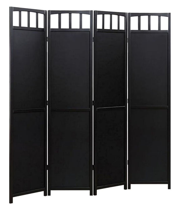 Legacy Decor Solid Wood 4 Panel Room Divider, 70" Tall, Black Finish, Freestanding