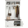 HOMCOM 3 - in - 1 Hall Tree with Shoe Storage, Standing Coat Rack with Shoe Bench, Entryway Furniture with Five Hooks, White Wood Grain