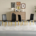 Set of 4 Black PU Leather Backrest Chairs with Gold Metal Legs - A Perfect Pairing, Ideal for Minimalist and Modern Home Decor Styles, with Product Dimensions of 16.2*18.5*34.6 in