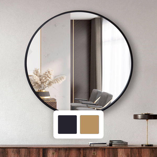 Jill Zarin 36' Elegant Round Metal Wall Mirror, Black