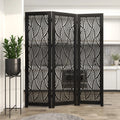 Decmode 60" x 72" Black Mango Wood Abstract Wavy Cutout 3 Panel Room Divider Screen, 1 - Piece