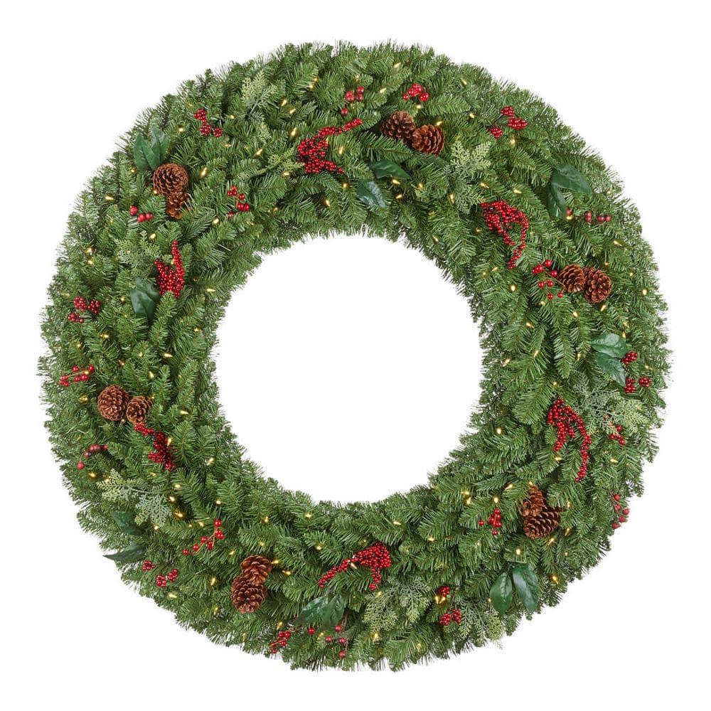 Home Accents Holiday 60 in. New Winslow Fir Pre-Lit LED Wreath