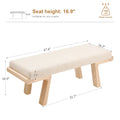 Zesthouse 47.4" Linen Upholstered Bench, Entryway Bench with Solid Wood Legs, Modern Ottoman Bench for Living Bedroom Room, Beige